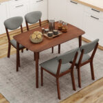5-Piece Dining Set for 4 with Rectangular Table & Fabric Chairs for Living Room - Image 6