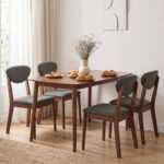 5-Piece Dining Set for 4 with Rectangular Table & Fabric Chairs for Living Room - Image 2