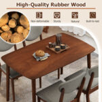5-Piece Dining Set for 4 with Rectangular Table & Fabric Chairs for Living Room - Image 8