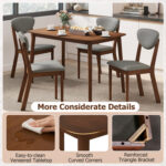 5-Piece Dining Set for 4 with Rectangular Table & Fabric Chairs for Living Room - Image 9