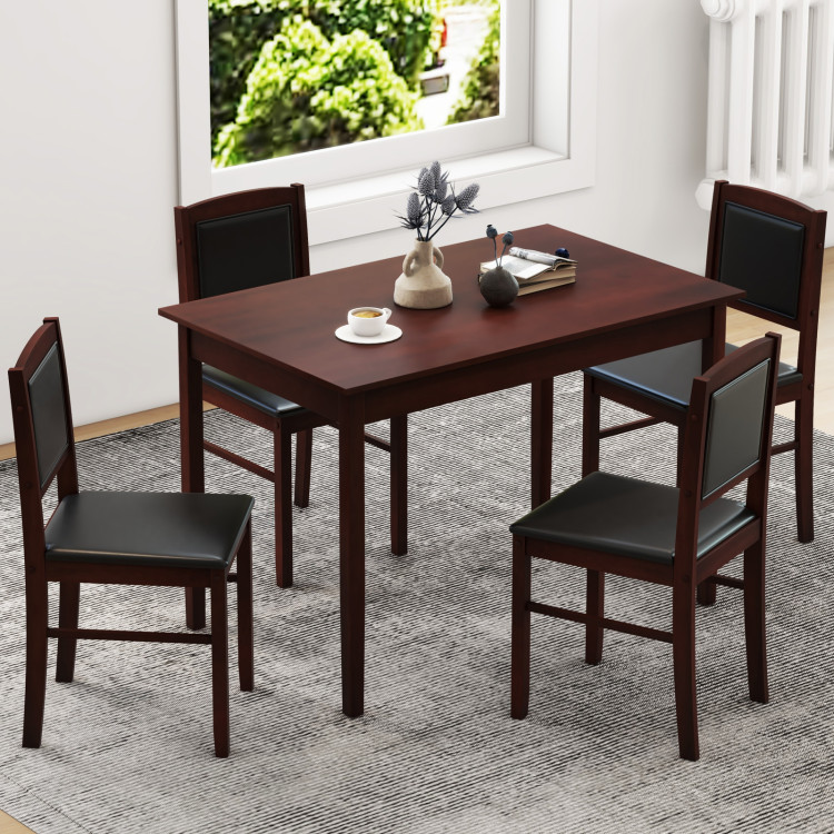 5-Piece Dining Set for 4 with Rubber Wood Legs for Small Dining Room - Image 2