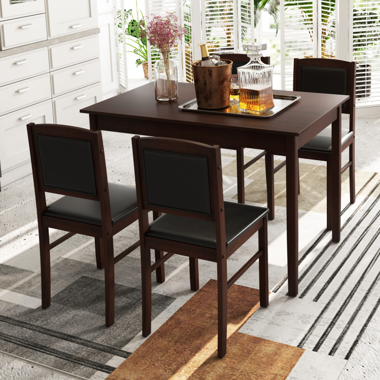 5-Piece Dining Set for 4 with Rubber Wood Legs for Small Dining Room - Image 3