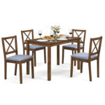5-Piece Dining Set with Rectangular Table & Fabric Chairs for Small Space - Image 4