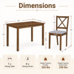5-Piece Dining Set with Rectangular Table & Fabric Chairs for Small Space - Image 5