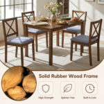 5-Piece Dining Set with Rectangular Table & Fabric Chairs for Small Space - Image 6