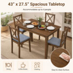 5-Piece Dining Set with Rectangular Table & Fabric Chairs for Small Space - Image 8