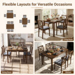 5-Piece Dining Set with Rectangular Table & Fabric Chairs for Small Space - Image 9