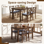 5-Piece Dining Set with Rectangular Table & Fabric Chairs for Small Space - Image 10