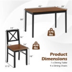 5 Piece Dining Table Set with Rectangular Kitchen Table and 4 Chairs for 4 People - Image 5