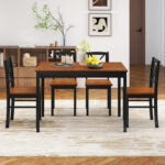 5 Piece Dining Table Set with Rectangular Kitchen Table and 4 Chairs for 4 People - Image 6