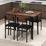5-Piece Dining Table Set for 4 People Industrial Kitchen Table and 4 PU Leather Chairs - Image 3
