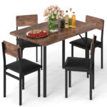 5-Piece Dining Table Set for 4 People Industrial Kitchen Table and 4 PU Leather Chairs - Image 8