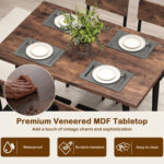 5-Piece Dining Table Set for 4 People Industrial Kitchen Table and 4 PU Leather Chairs - Image 9
