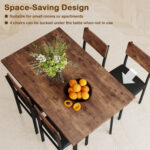 5-Piece Dining Table Set for 4 People Industrial Kitchen Table and 4 PU Leather Chairs - Image 10