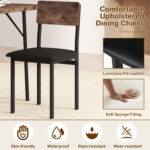5-Piece Dining Table Set for 4 People Industrial Kitchen Table and 4 PU Leather Chairs - Image 12