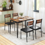 5-Piece Dining Table Set Industrial Rectangular Kitchen Table and 4 Armless Chairs - Image 2