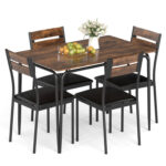 5-Piece Dining Table Set Industrial Rectangular Kitchen Table and 4 Armless Chairs - Image 4