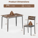 5-Piece Dining Table Set Industrial Rectangular Kitchen Table and 4 Armless Chairs - Image 5