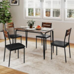 5-Piece Dining Table Set Industrial Rectangular Kitchen Table and 4 Armless Chairs - Image 6