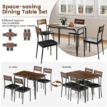 5-Piece Dining Table Set Industrial Rectangular Kitchen Table and 4 Armless Chairs - Image 7
