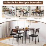 5-Piece Dining Table Set Industrial Rectangular Kitchen Table and 4 Armless Chairs - Image 10