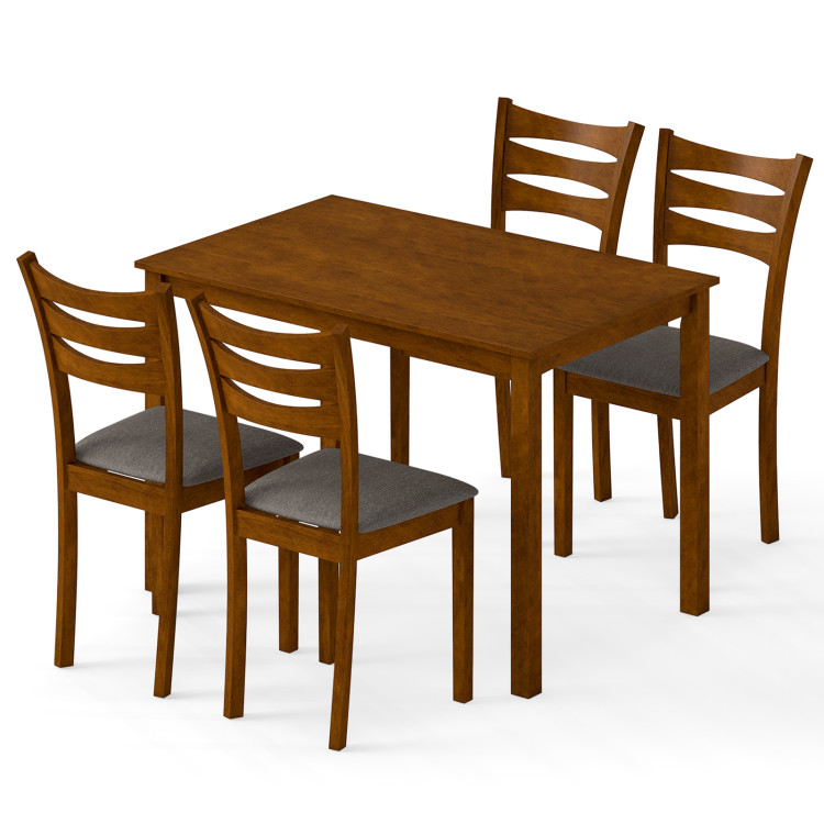 5_Piece_Dining_Table_1776915226464319_143519.jpeg 5-Piece Dining Table Set with Linen Fabric Upholstered Chairs and Solid Rubber Wood Frame for 4 People - Image 1