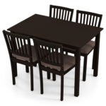 5-Piece Dining Table Set for 4 Rectangular Kitchen Table with 4 Upholstered Chairs