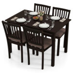 5-Piece Dining Table Set for 4 Rectangular Kitchen Table with 4 Upholstered Chairs - Image 4