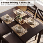 5-Piece Dining Table Set for 4 Rectangular Kitchen Table with 4 Upholstered Chairs - Image 7