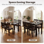 5-Piece Dining Table Set for 4 Rectangular Kitchen Table with 4 Upholstered Chairs - Image 10