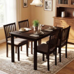 5-Piece Dining Table Set for 4 Rectangular Kitchen Table with 4 Upholstered Chairs - Image 2