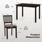 5-Piece Dining Table Set for 4 Rectangular Kitchen Table with 4 Upholstered Chairs - Image 5
