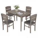 5-Piece Dining Table Set with High Curved Back for 4 People - Image 3