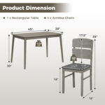 5-Piece Dining Table Set with High Curved Back for 4 People - Image 4