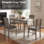 5-Piece Dining Table Set with High Curved Back for 4 People - Image 5