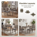 5-Piece Dining Table Set with High Curved Back for 4 People - Image 10