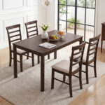 5-Piece Dining Table Set for 4 with Upholstered Chairs for Small Space and Dining Room - Image 2