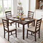5-Piece Dining Table Set for 4 with Upholstered Chairs for Small Space and Dining Room - Image 3
