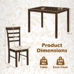 5-Piece Dining Table Set for 4 with Upholstered Chairs for Small Space and Dining Room - Image 5