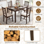 5-Piece Dining Table Set for 4 with Upholstered Chairs for Small Space and Dining Room - Image 6