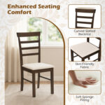 5-Piece Dining Table Set for 4 with Upholstered Chairs for Small Space and Dining Room - Image 8