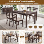 5-Piece Dining Table Set for 4 with Upholstered Chairs for Small Space and Dining Room - Image 9