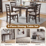 5-Piece Dining Table Set for 4 with Upholstered Chairs for Small Space and Dining Room - Image 10