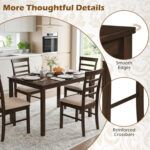 5-Piece Dining Table Set for 4 with Upholstered Chairs for Small Space and Dining Room - Image 11