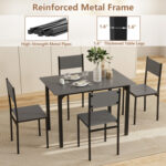 5 Piece Dining Table Set Industrial Style Kitchen Table and Chairs for 4 - Image 9