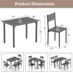 5 Piece Dining Table Set Industrial Style Kitchen Table and Chairs for 4 - Image 6