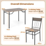 5-Piece Dining Table Set for 4 with Kitchen Table and 4 Dining Chairs - Image 5