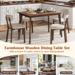 5-Piece Dining Table Set for 4 with Rubber Wood Frame and Padded Set - Image 10