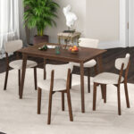 5-Piece Dining Table Set for 4 with Rubber Wood Frame and Padded Set - Image 5