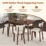 5-Piece Dining Table Set for 4 with Rubber Wood Frame and Padded Set - Image 6